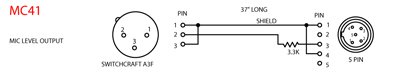 LECTROSONICS MC41 XLR F vers TA5F 5-pin 37" (93 cm)  câblé pour entrée Micro.